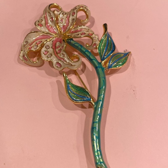 Bob Mackie Tiger Lily Brooch. Lots of Beautiful Enameling. - Picture 2 of 8